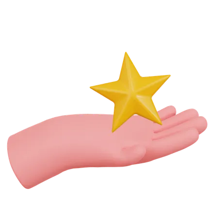 Hand Holding Yellow Star  3D Icon