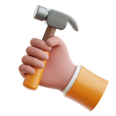 Hand Holdong Hammer  3D Icon