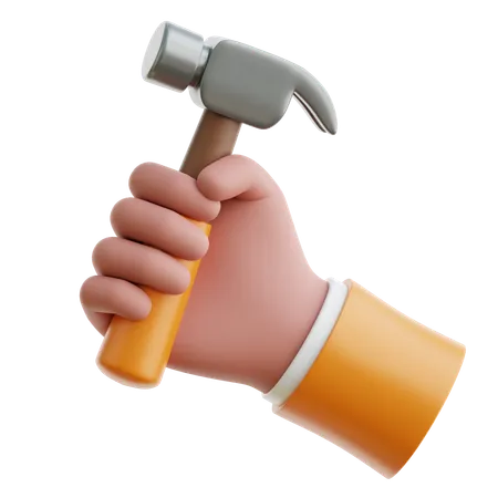 Hand Holdong Hammer  3D Icon