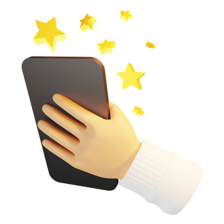 Hand Holds A Cellphone With Star  3D Icon