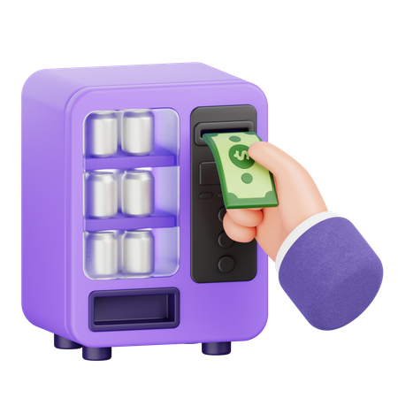 Hand Inserting Cash To Vending Machine  3D Icon