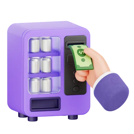 Hand Inserting Cash To Vending Machine  3D Icon