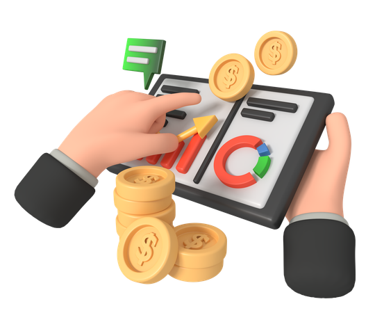 Hand investing money in stock market  3D Icon