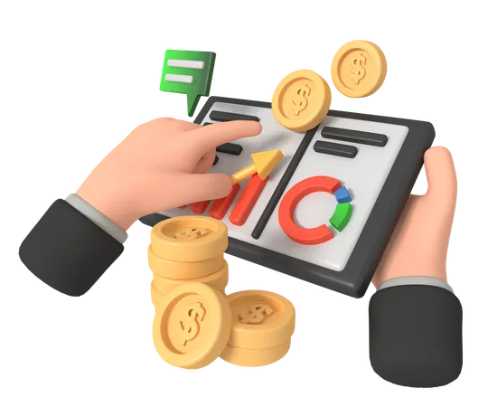 Hand investing money in stock market  3D Icon