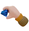 Hand Is Holding A Big Blue Diamond Between The Fingers