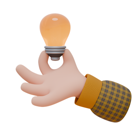 Hand Is Holding A Light Bulb  3D Icon