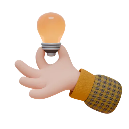 Hand Holding A Light Bulb 3D Icon