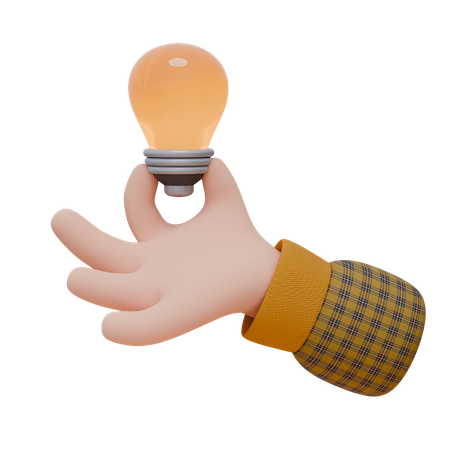 Hand Is Holding A Light Bulb  3D Icon