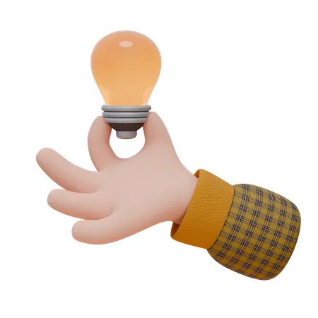 Hand Is Holding A Light Bulb  3D Icon