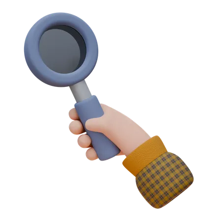Hand Is Holding A Magnifying Glass  3D Icon