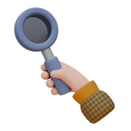 Hand Is Holding A Magnifying Glass  3D Icon