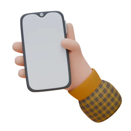 Hand Is Holding A Smartphone  3D Icon