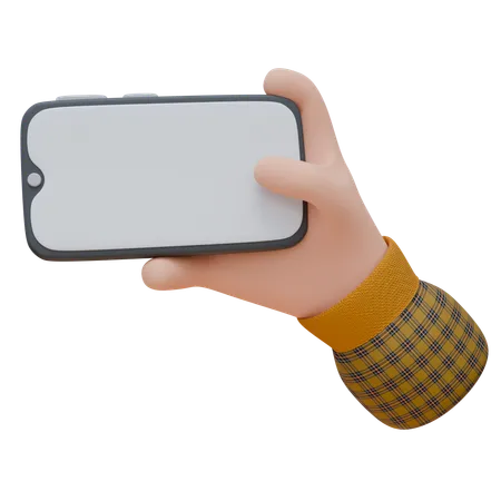 Hand Is Holding A Smartphone And Take Selfie  3D Icon