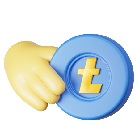 Hand Litecoin  3D Icon