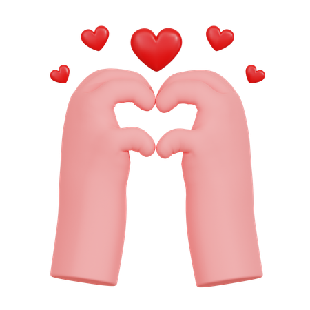 Hand Make Hearth Symbol Illustartion  3D Icon