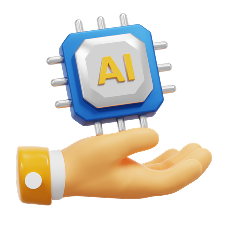 Hand mit KI-Chip  3D Icon