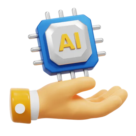 Hand mit KI-Chip  3D Icon