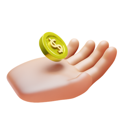 Hand mit Münze  3D Icon