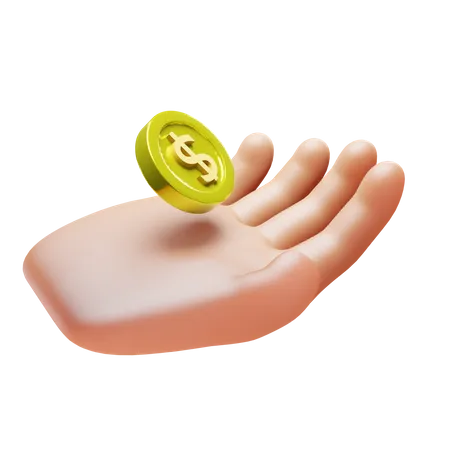 Hand mit Münze  3D Icon