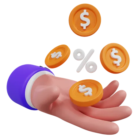 Hand Money Percent  3D Icon