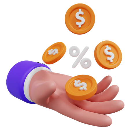 Hand Money Percent  3D Icon