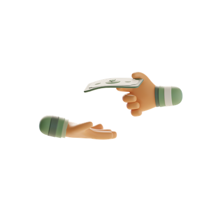 Hand Offering And Receiving Money  3D Icon