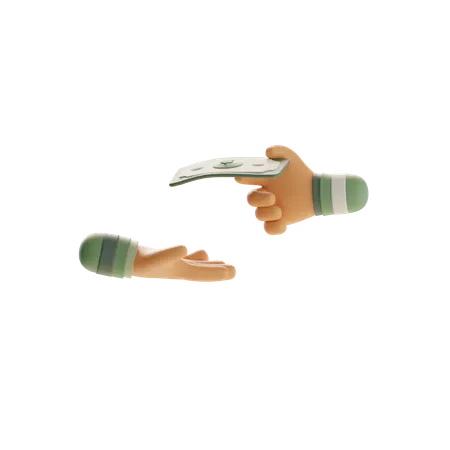 Hand Offering And Receiving Money  3D Icon
