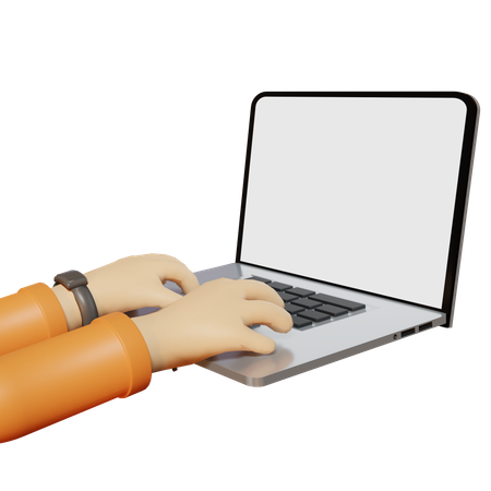 Hand operating laptop  3D Icon