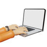 3d hand operating laptop emoji