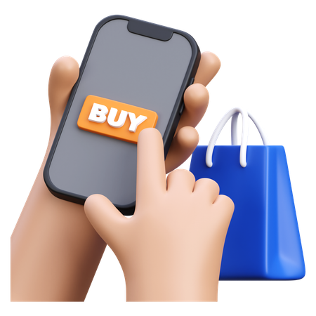 Hand Pay Shopping Online  3D Icon