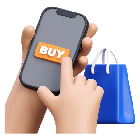 Hand Pay Shopping Online  3D Icon