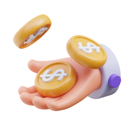 Hand Paying Coin 3 D Icon 3D Icon
