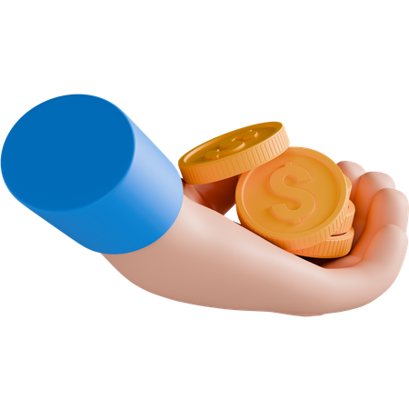 Hand Paying Coin  3D Icon