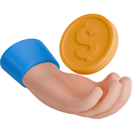 Hand Paying Coin  3D Icon