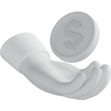 Hand Paying Coin  3D Icon