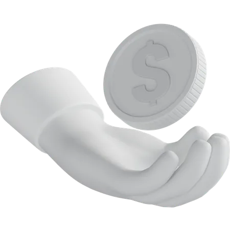 Hand Paying Coin  3D Icon