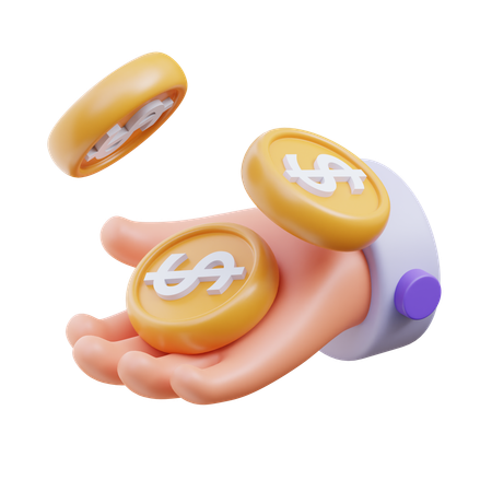 Hand Paying Coin  3D Icon