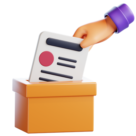 Hand Placing Ballot in a Box  3D Icon