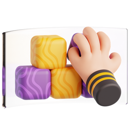 Hand Playing Virtual Bricks  3D Icon