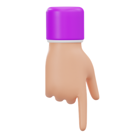 Hand Pointing Down  3D Icon