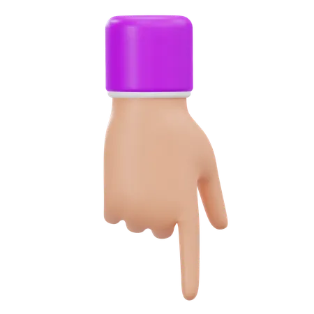 Hand Pointing Down  3D Icon