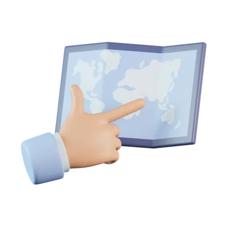 Hand Pointing to a Map  3D Icon