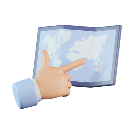 Hand Pointing to a Map  3D Icon