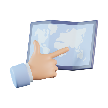 Hand Pointing to a Map  3D Icon
