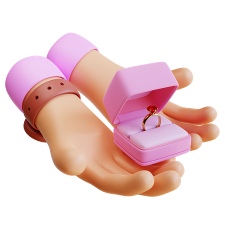 Hand Presenting Valentine Ring  3D Icon