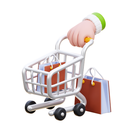 Hand Pushing Shopping Cart  3D Icon