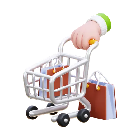 Hand Pushing Shopping Cart  3D Icon