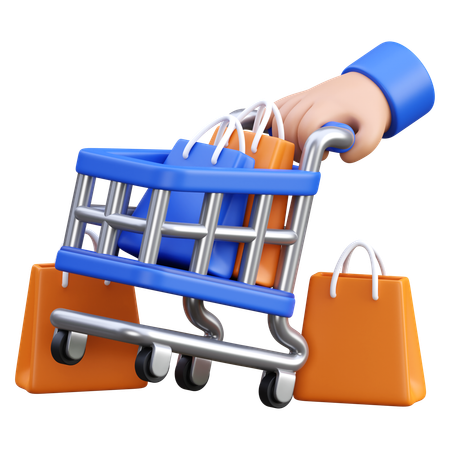 Hand Pushing Shopping Cart  3D Icon