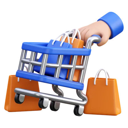 Hand Pushing Shopping Cart  3D Icon