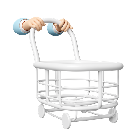 Hand Pushing Shopping Cart  3D Icon